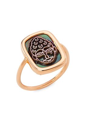 Bliss 18K-Rose-Gold & Black Mother-Of-Pearl Buddha Ring