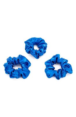 BLISSY 3-Pack Silk Scrunchies in Azure