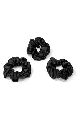 BLISSY 3-Pack Silk Scrunchies in Black
