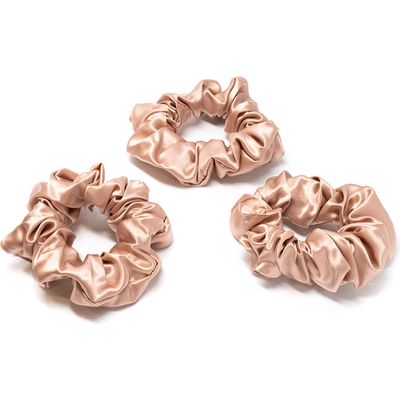 BLISSY 3-Pack Silk Scrunchies in Rose Gold 