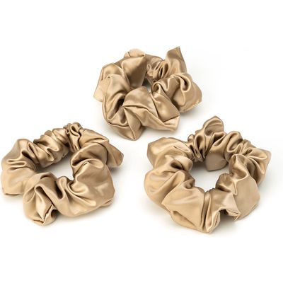 BLISSY 3-Pack Silk Scrunchies in Taupe 