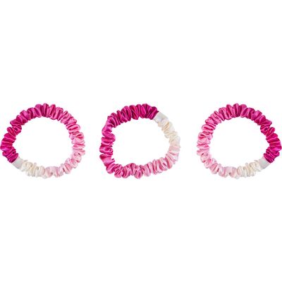 BLISSY 3-Pack Skinny Silk Scrunchies in Pink Ombre 