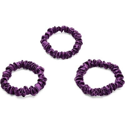 BLISSY 3-Pack Skinny Silk Scrunchies in Royal Purple 