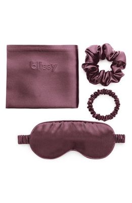 BLISSY Dream 4-Piece Mulberry Silk Set in Plum 