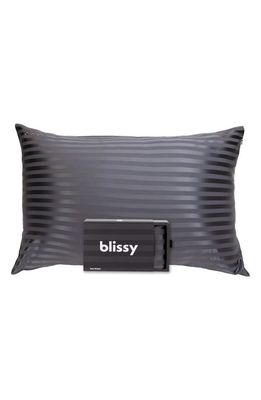 BLISSY Mulberry Silk Pillowcase in Grey Stripe 