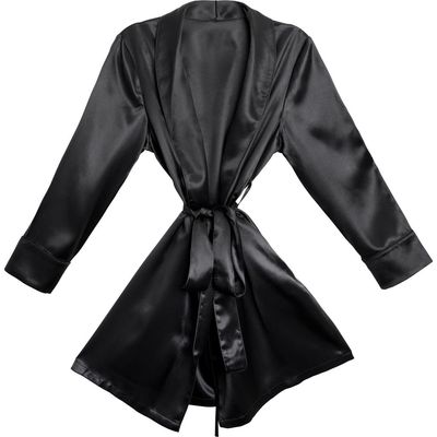 BLISSY Mulberry Silk Robe in Black 