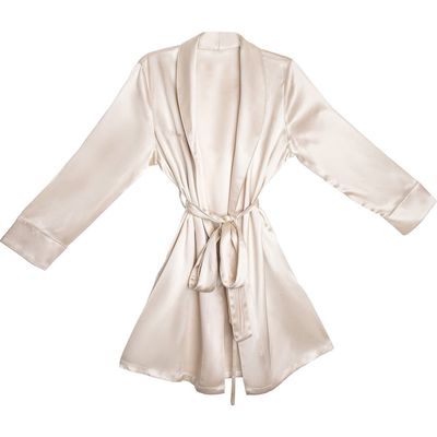 BLISSY Mulberry Silk Robe in Champagne 