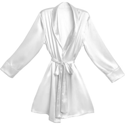 BLISSY Mulberry Silk Robe in White