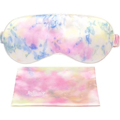 BLISSY Silk Sleep Mask in Yellow Tie Dye 