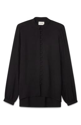 BLK DNM Mandarin Collar Button-Up Shirt in Black