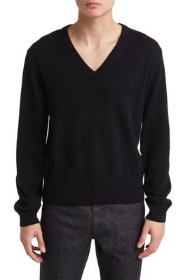 BLK DNM Recycled Cashmere Blend V-Neck Sweater in Black