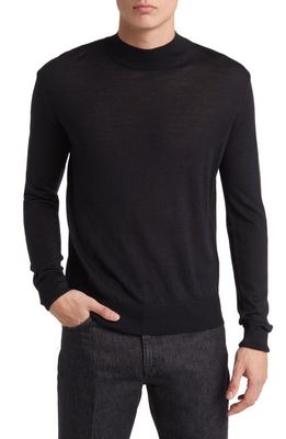 BLK DNM Wool & Silk Mock Neck Sweater in Black