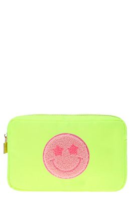 Bloc Bags Medium Smiley Cosmetics Bag in Neon Yellow
