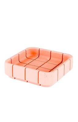 Block Design Tile Square Dish in Pink.