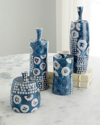 Block Print Vases, Set Of 4