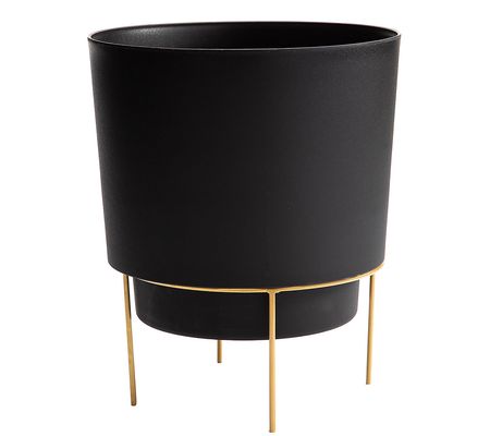 Bloem Hopson Planter with Metal Gold Stand: 14"