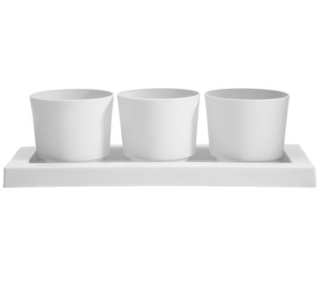 Bloem Trio Flight Planter Set - Casper White, 3 Planters & Rec