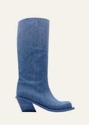 Blondine Denim Square-Toe Boots