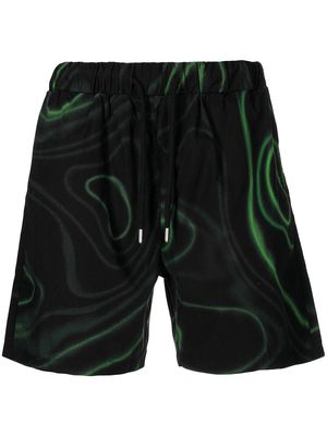 Blood Brother abstract-print track shorts - Black