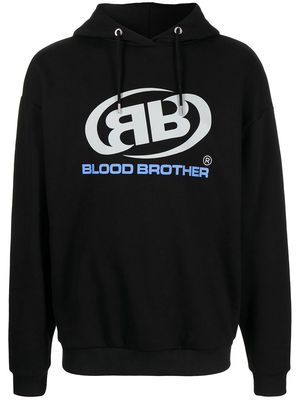 Blood Brother logo-print graphic-print cotton hoodie - Black