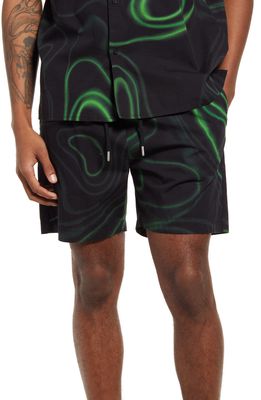 Blood Brother Vision Sound & Mind Print Shorts in Black/green