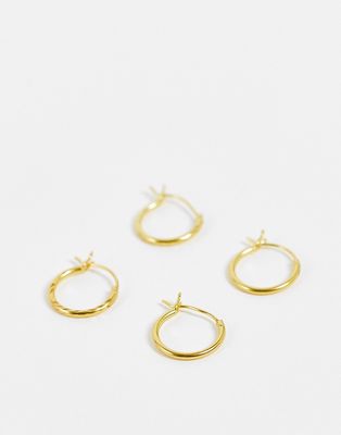 Bloom & Bay gold plated 2 pack mini hoop earrings