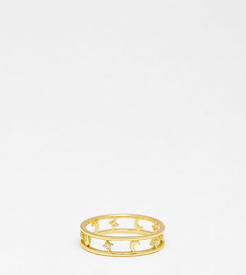 Bloom & Bay gold plated stars and moon cut out band ring-Multi
