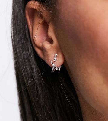 Bloom & Bay sterling silver star shaped hoop earrings with crystals