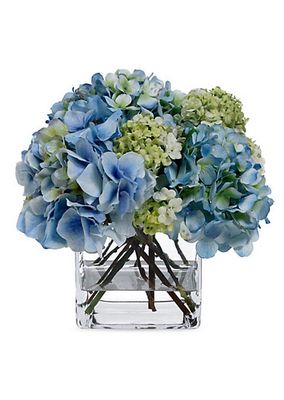 Blooms Blue Hydrangea & Snowball Bouquet