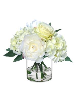 BLOOMS Faux Rose, Peony & Hydrangea Bouquet - Cream - Cream