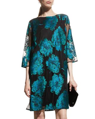 Blossom Floral-Embroidered Mesh Dress