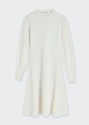 Blouson Sleeve Knit Midi Dress