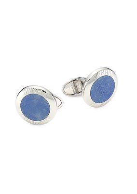 Blue Agate Ad Coin Sterling Silver Cufflinks