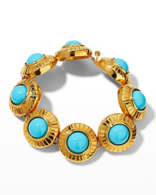 Blue and Gold Circular Detail Bracelet
