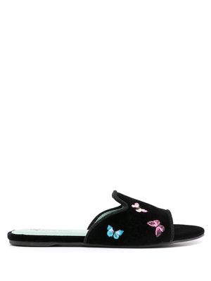Blue Bird Shoes butterfly-detail slides - Black
