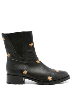 Blue Bird Shoes embroidered bees ankle boots - Black