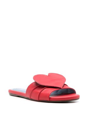 Blue Bird Shoes heart-motif leather slides - Red