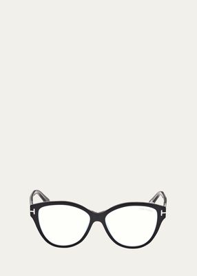 Blue Blocking Rounded Acetate Cat-Eye Glasses