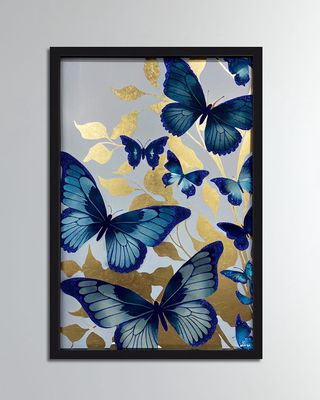 Blue Butterflies In Flight Giclee Art Print