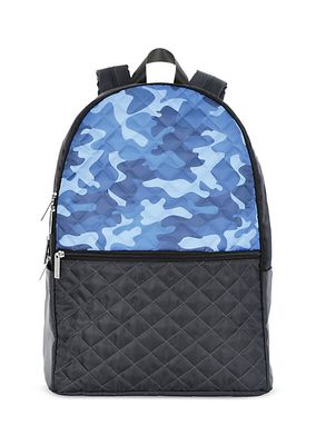Blue Camo Faux Leather Backpack