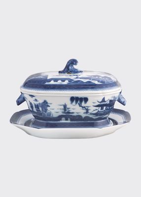 Blue Canton Octagonal Tureen & Stand