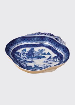 Blue Canton Shell-Shaped Serving Dish