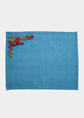 Blue Cloth Placemat with Crochet Lobster