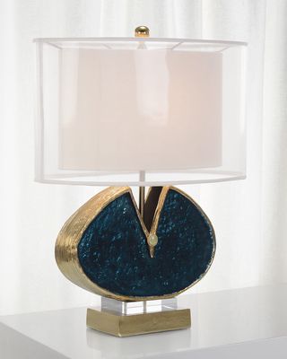 Blue Enameled & Jeweled Lamp