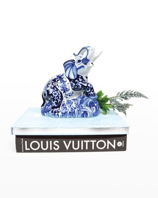 Blue Floral Decorative Elephant Figurine