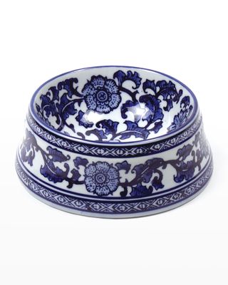 Blue Floral Dog Bowl