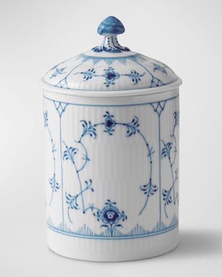 Blue Fluted Jar With Lid