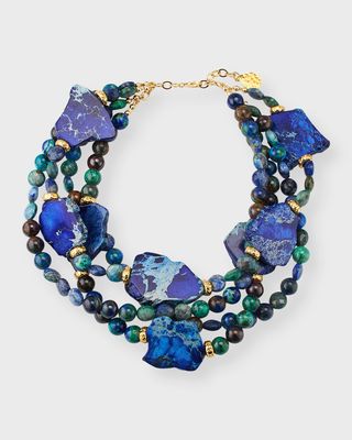 Blue Green Multi Strand Necklace