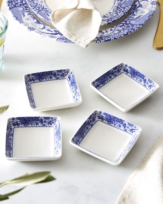 Blue Italian Brocato Square Dipping Dishes, Set of 4