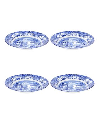 Blue Italian Soup Plates, Set of 4